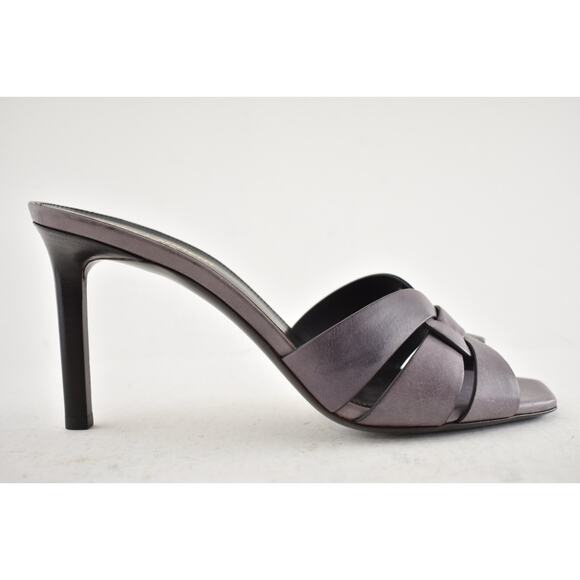 Saint Laurent Tribute 85 Mule Sandal Iris Purple Leather Backless Heel Pump 40 - Picture 2 of 16